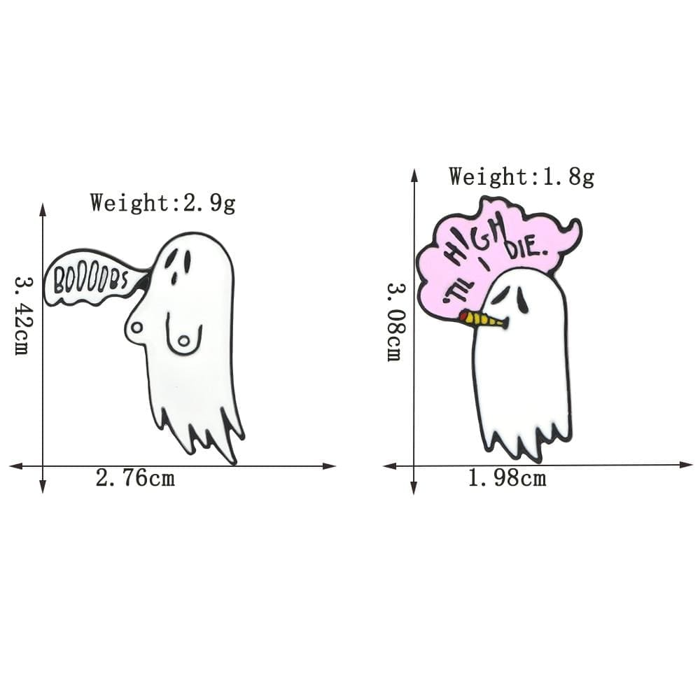 Cute Smoking Boo Ghost 'High Till I Die' Enamel Pin - Image 7