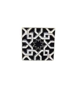 Abstract Tile Flower 'White Chain in Black' Enamel Pin
