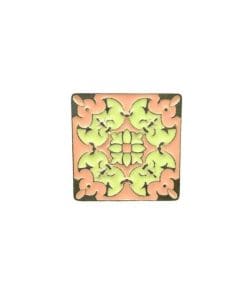 Alternative view of Decorative Tile Flower 'Pastel Pink and Yellow' Enamel Pin