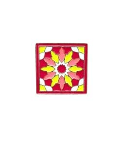 Abstract Tile Flower 'Yellow and Red' Enamel Pin