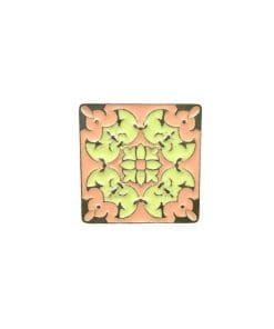 Decorative Tile Flower 'Pastel Pink and Yellow' Enamel Pin