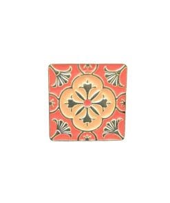 Decorative Tile Flower 'Orange and Black' Enamel Pin