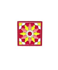 Alternative view of Abstract Tile Flower 'Yellow and Red' Enamel Pin