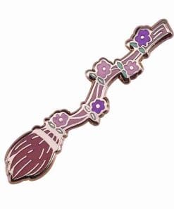 Pink Floral Magic Broomstick Enamel Pin
