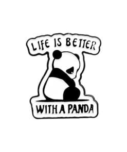 Cute Panda 'Life is Better with a Panda' Enamel Pin