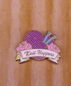 Cute Knitting Art 'Knit Happens' Set Enamel Pin