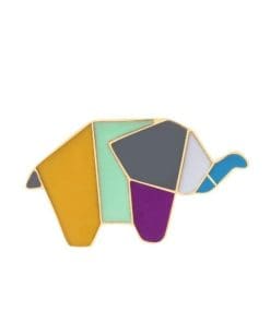 Colorful Origami 'Elephant' Enamel Pin