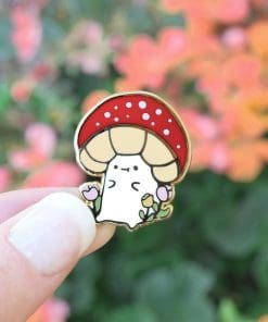 Alternative view of Mushroom with Roses Enamel Pin