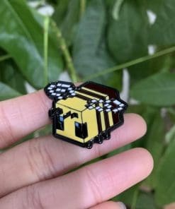 Alternative view of Cute Pixel Art Bee Enamel Pin