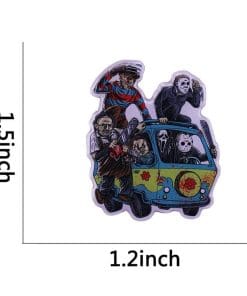 Alternative view of Classic Horror Killers on Mystery Machine Van Enamel Pin