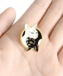 Alternative view of Adorable Cat 'Yin Yang' Enamel Pin