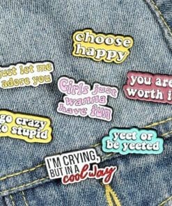 Alternative view of Cute Quote 'Choose Happy' Enamel Pin