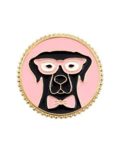 Cute 'Pink Dog with Glasses' Enamel Pin