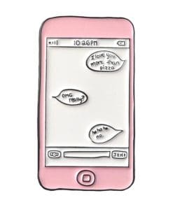 Cute 'Pink Phone | Text' Enamel Pin