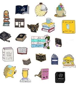 Alternative view of Cute Animal 'Hedgehog Reading Books' Enamel Pin