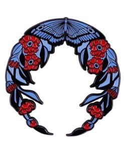 Moon Moth Flowers Enamel Pin