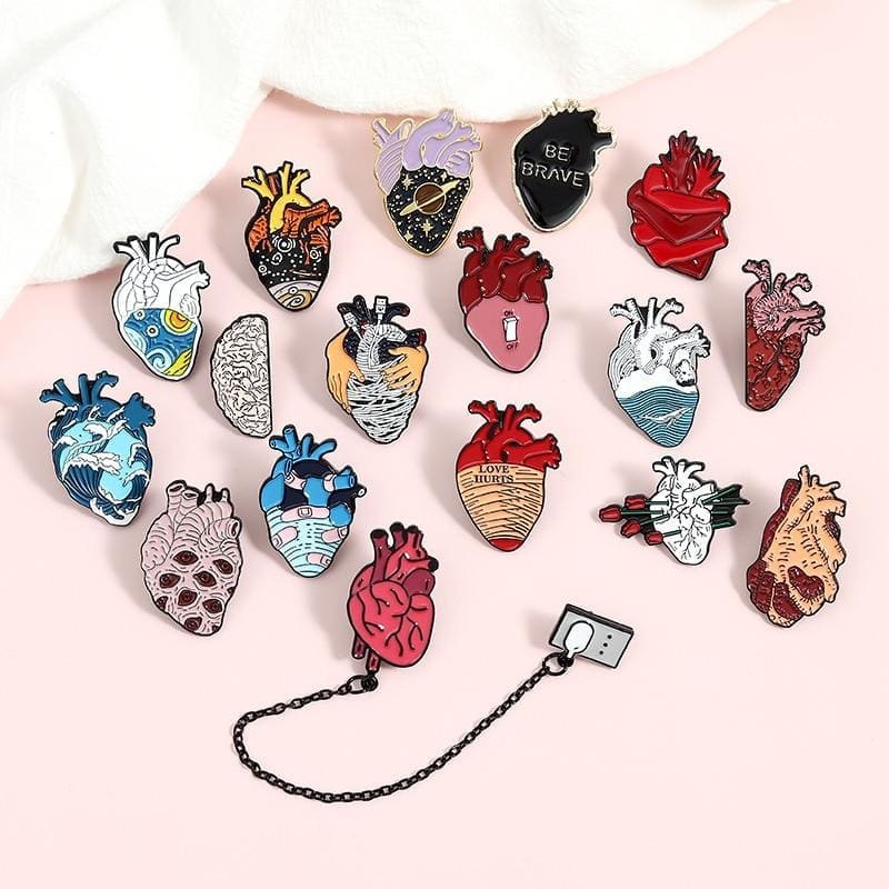 Anatomical Human Organ 'Brain & Heart' Set Enamel Pin - Image 4