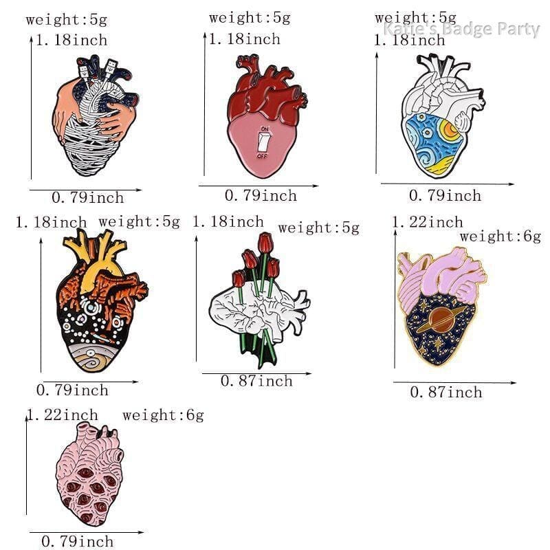 Anatomical Human Heart 'Rose & Love' Enamel Pin - Image 4