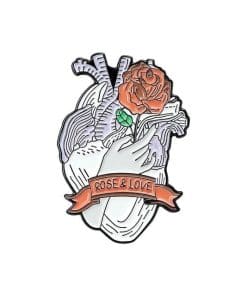Anatomical Human Heart 'Rose & Love' Enamel Pin