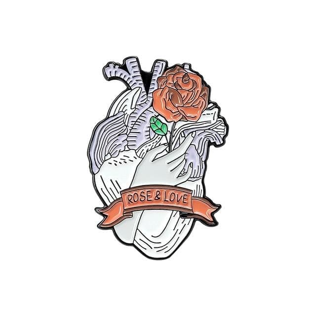 Anatomical Human Heart 'Rose & Love' Enamel Pin
