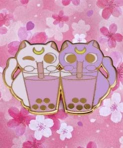 Alternative view of Sailor Moon Cats 'Artemis & Diana | Boba Tea Time' Enamel Pin