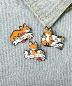 Alternative view of Cute Fox Banner Set of 3 Enamel Pin