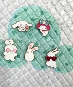Alternative view of Cute 'Rabbit with Bow' Enamel Pin