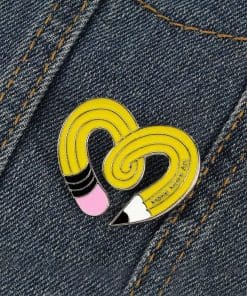 Alternative view of Cute 'Heart Twisted Yellow Pencil' Enamel Pin