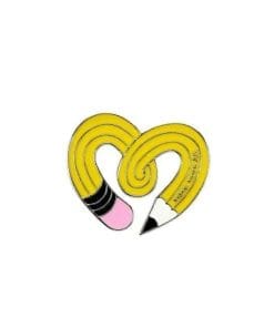 Cute 'Heart Twisted Yellow Pencil' Enamel Pin