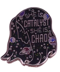 Outer Space 'Woman | She is Catalyst, She is Chaos' Enamel Pin