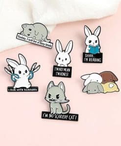 Alternative view of Cute Serious Bunny 'Shhh...I'm Reading' Enamel Pin