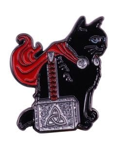 Cute Black Cat 'Thor Hammer | Mjollnir' Enamel Pin
