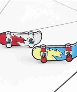 Alternative view of Skateboard 'Red Lightning' Enamel Pin