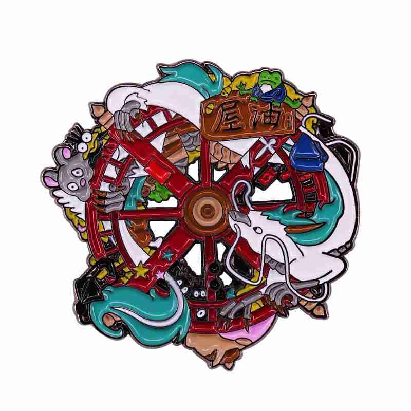 Spirited Away 'Haku and Friends | Water Wheel' Enamel Pin