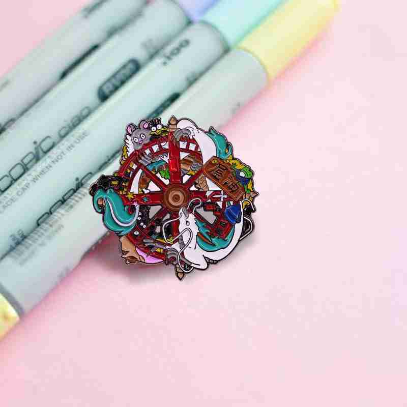 Spirited Away 'Haku and Friends | Water Wheel' Enamel Pin - Image 2