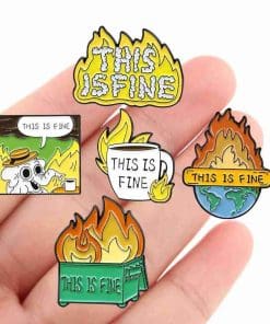 Alternative view of This Is Fine 'Burning Earth' s Enamel Pin