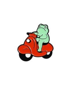 Cute Froggy 'Riding Red Bike' Enamel Pin