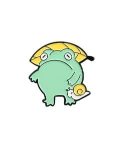 Cute Froggy 'Leaf Umbrella & Snail' Enamel Pin
