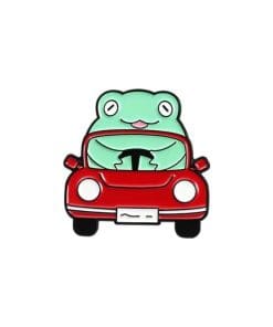 Cute Froggy 'Red Sports Car' Enamel Pin