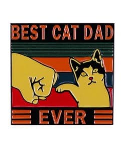 Funny Cat 'Best Cat Dad Ever | Paw Fist Bump' Enamel Pin