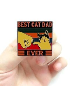 Alternative view of Funny Cat 'Best Cat Dad Ever | Paw Fist Bump' Enamel Pin