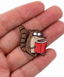 Alternative view of Regular Show 'Reading Rigby' Enamel Pin