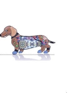 Dachshund Dog Walking 'Floral x Brown' Enamel Pin