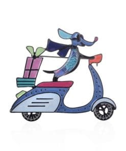 Dachshund Dog on Scooter 'Purple' Enamel Pin