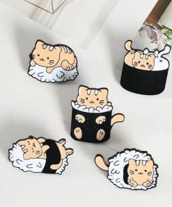 Alternative view of Cat Rice Topping 'Nigiri' Enamel Pin
