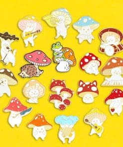 Cute Mushroom 'Playing Flute' Enamel Pin - Image 5