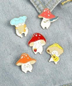 Cute Mushroom 'Playing Flute' Enamel Pin - Image 3