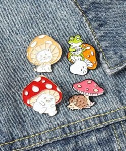 Alternative view of Cute Mushroom 'Fluffy' Enamel Pin