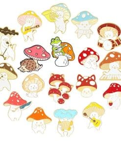 Cute Mushroom 'Playing Flute' Enamel Pin - Image 4