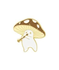 Cute Mushroom 'Playing Flute' Enamel Pin